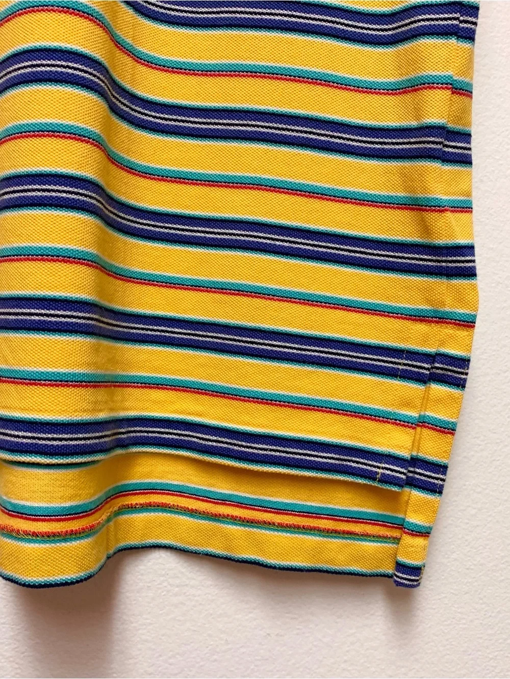 Vintage Polo Ralph Lauren Short Sleeve Polo Size L Yellow Stripe Pique Cotton
